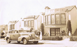 Old House with Car & People